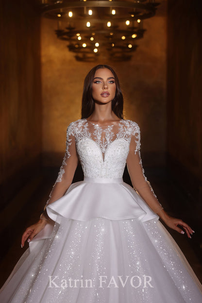 KatrinFAVORboutique-Sparkly ballgown wedding dress with basque
