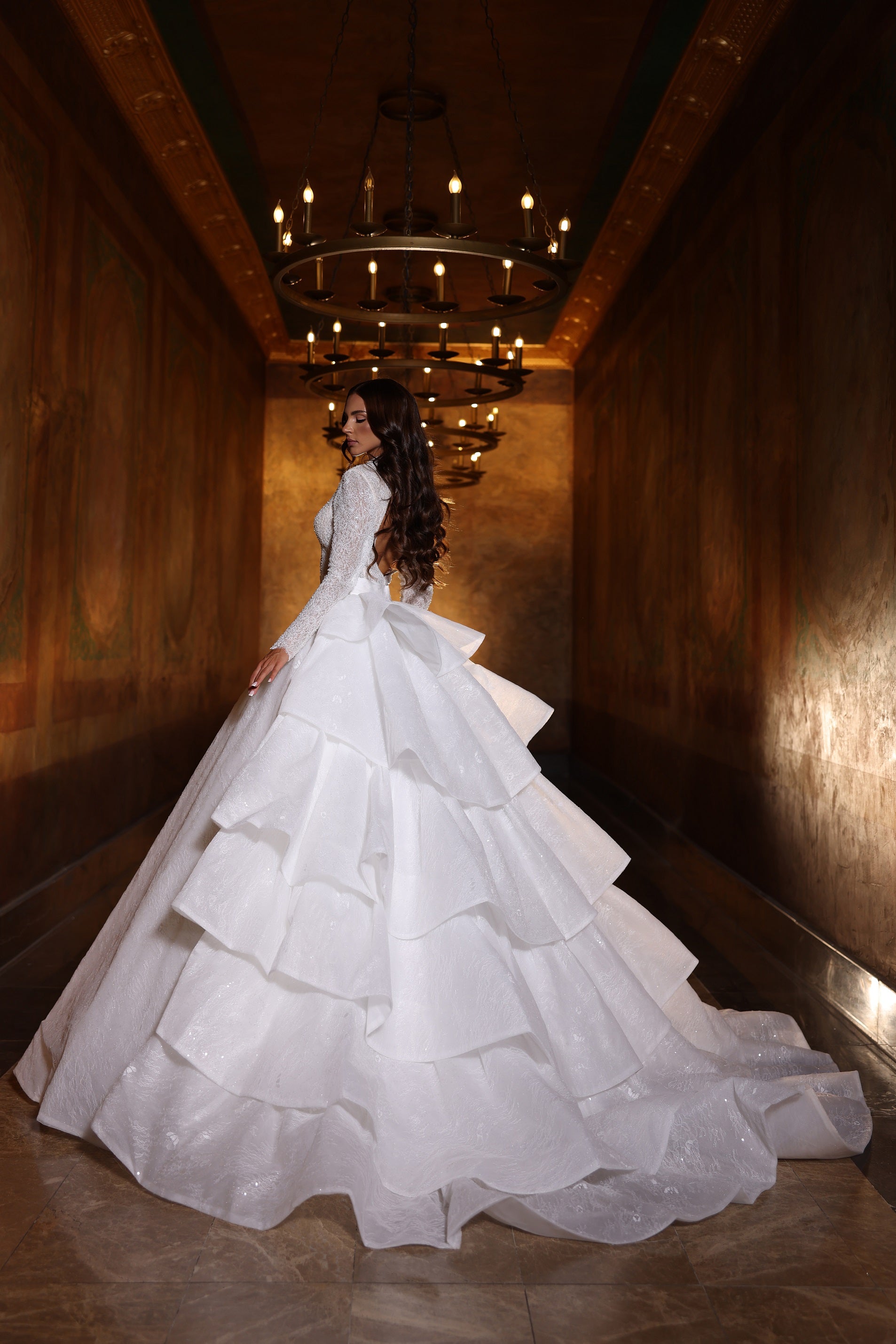KatrinFAVORboutique-Ballgown wedding dress with long sleeves High neck wedding dress