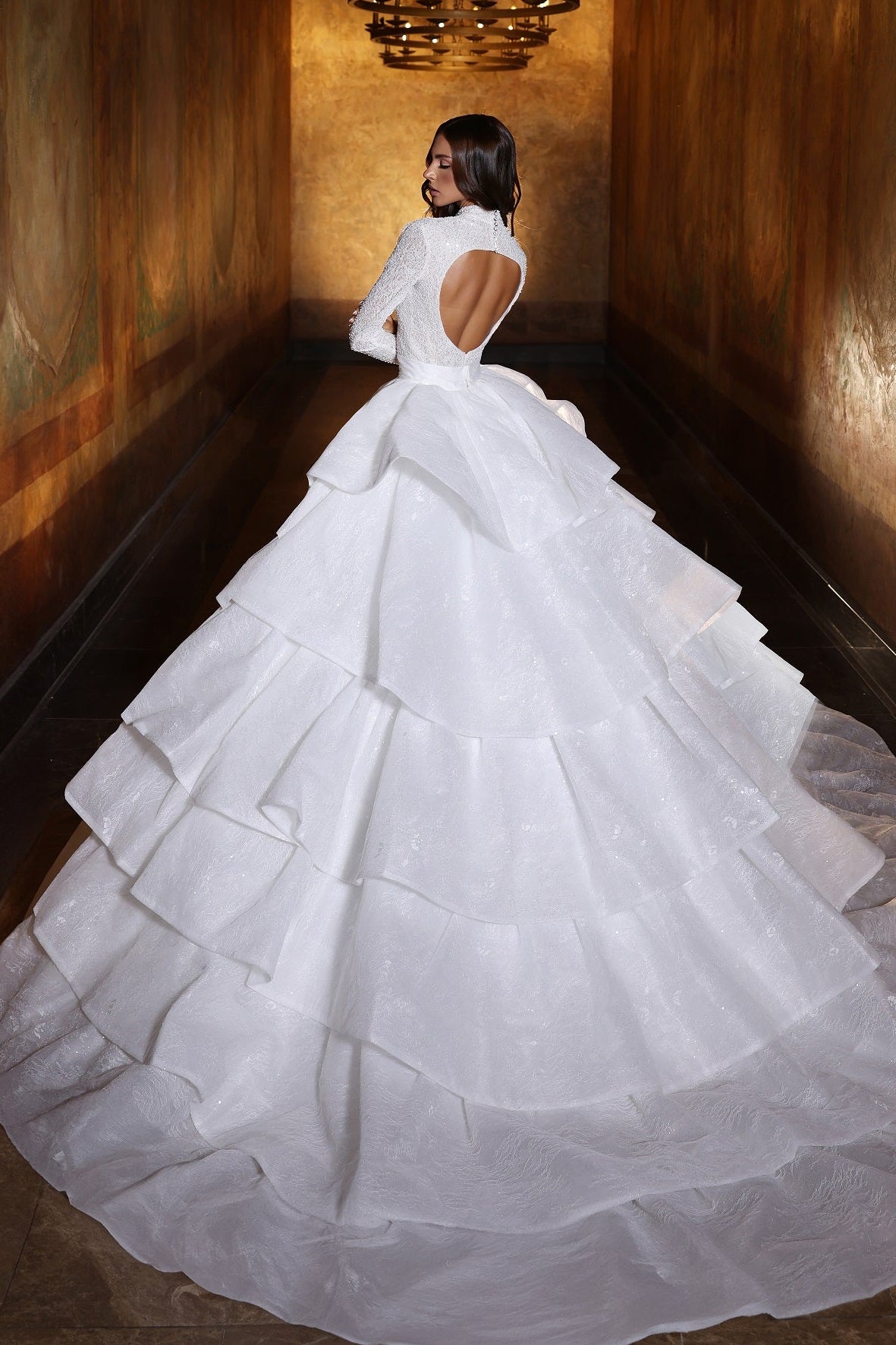 KatrinFAVORboutique-Ballgown wedding dress with long sleeves High neck wedding dress