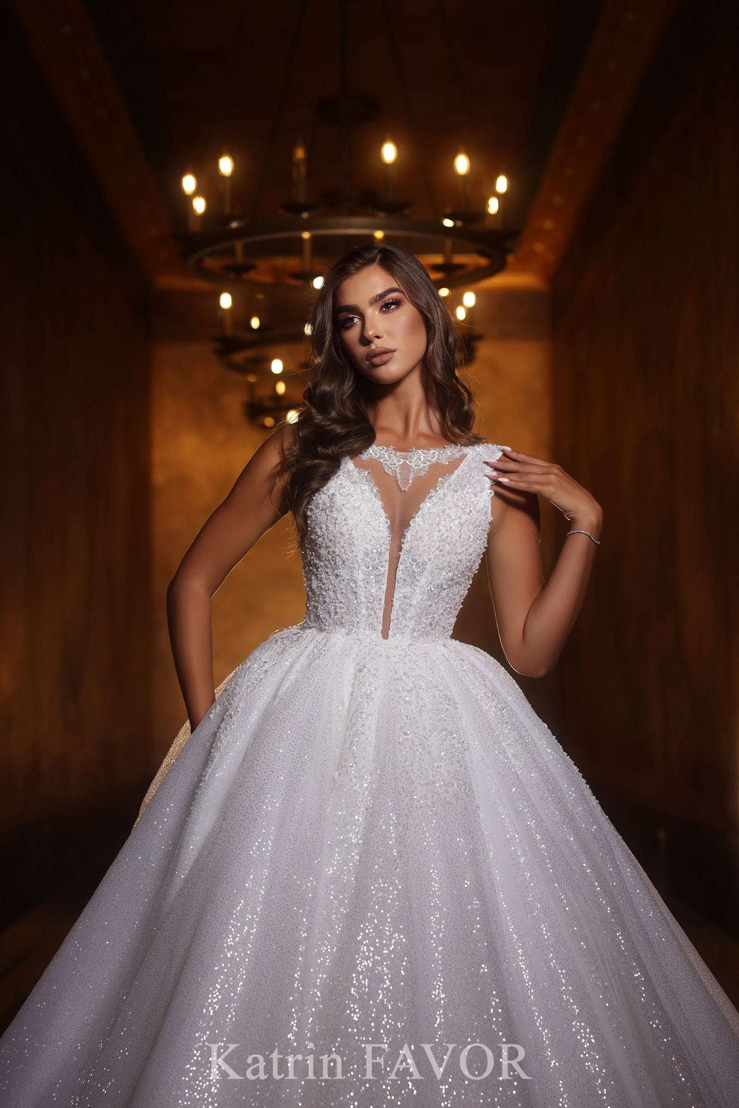 KatrinFAVORboutique-Ball gown wedding dress princess Sparkly tulle wedding gown