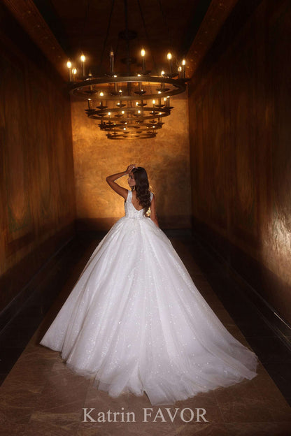 KatrinFAVORboutique-Ball gown wedding dress princess Sparkly tulle wedding gown