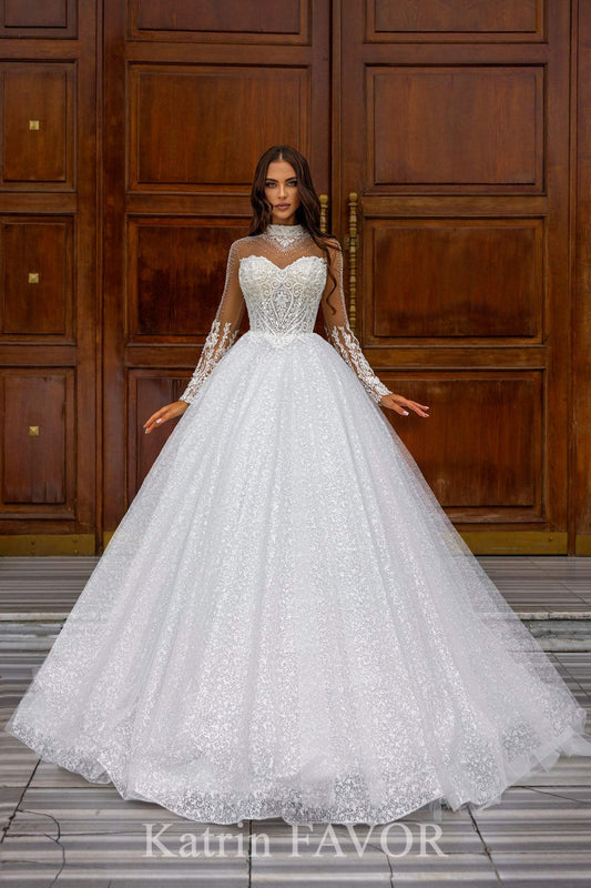 KatrinFAVORboutique-Sparkly ball gown wedding dress Winter wedding apparel