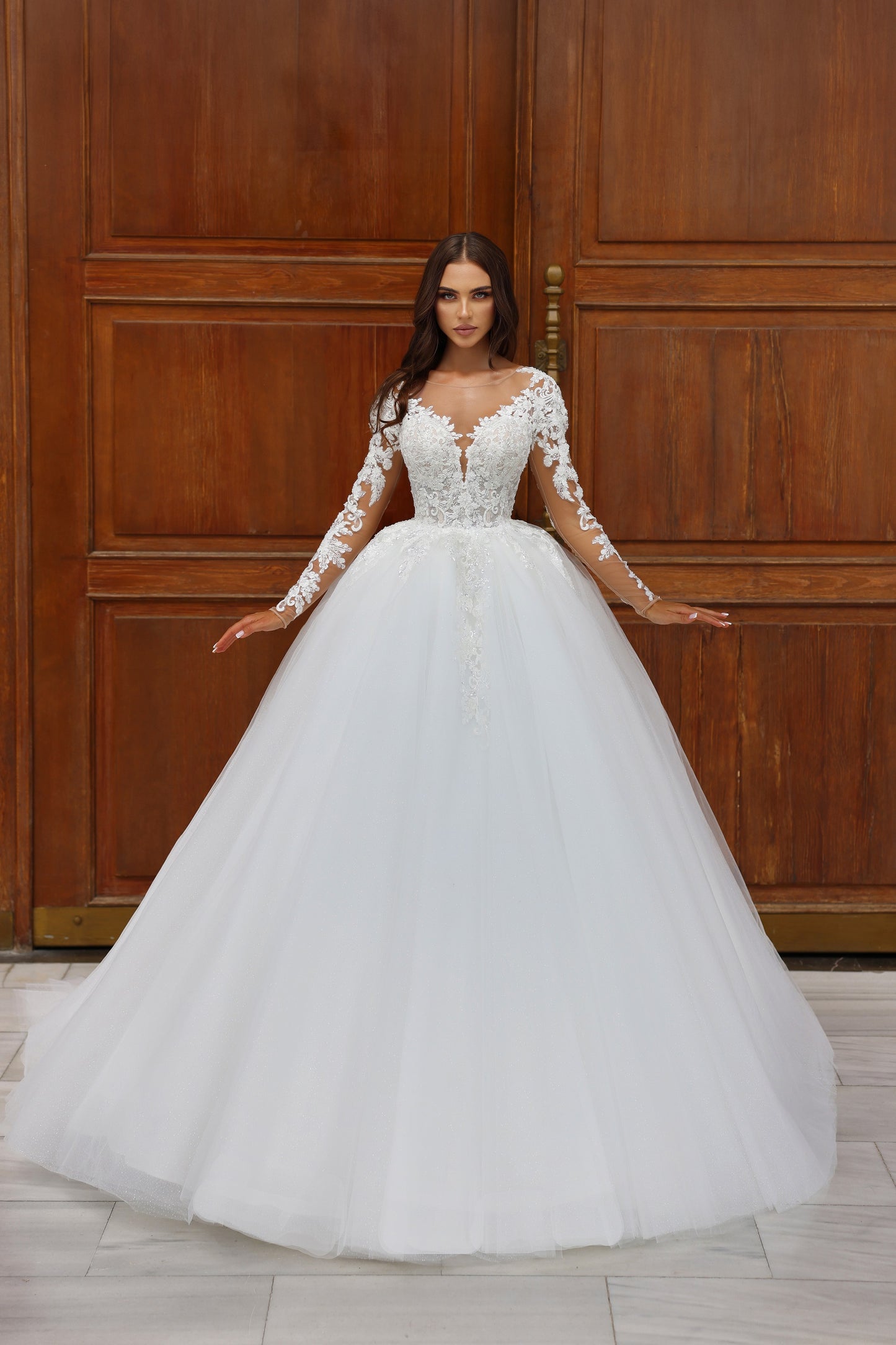 KatrinFAVORboutique-Ball gown wedding dress Lace sleeve wedding dresses