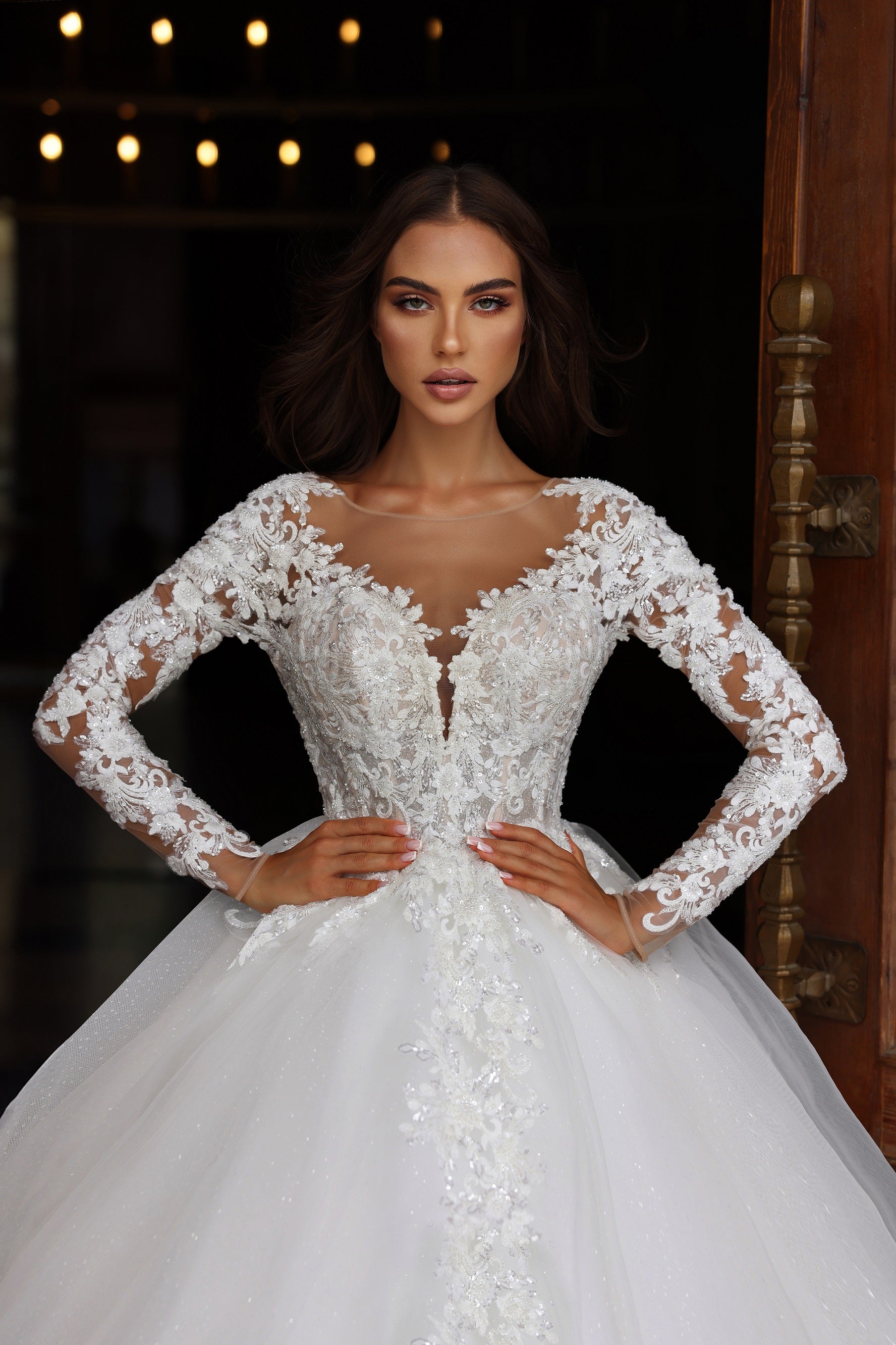 KatrinFAVORboutique-Ball gown wedding dress Lace sleeve wedding dresses