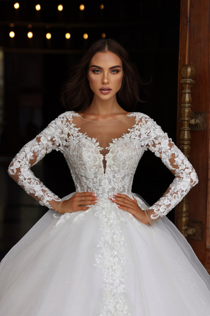 KatrinFAVORboutique-Ball gown wedding dress Lace sleeve wedding dresses