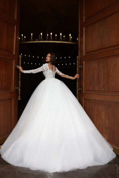 KatrinFAVORboutique-Ball gown wedding dress Lace sleeve wedding dresses