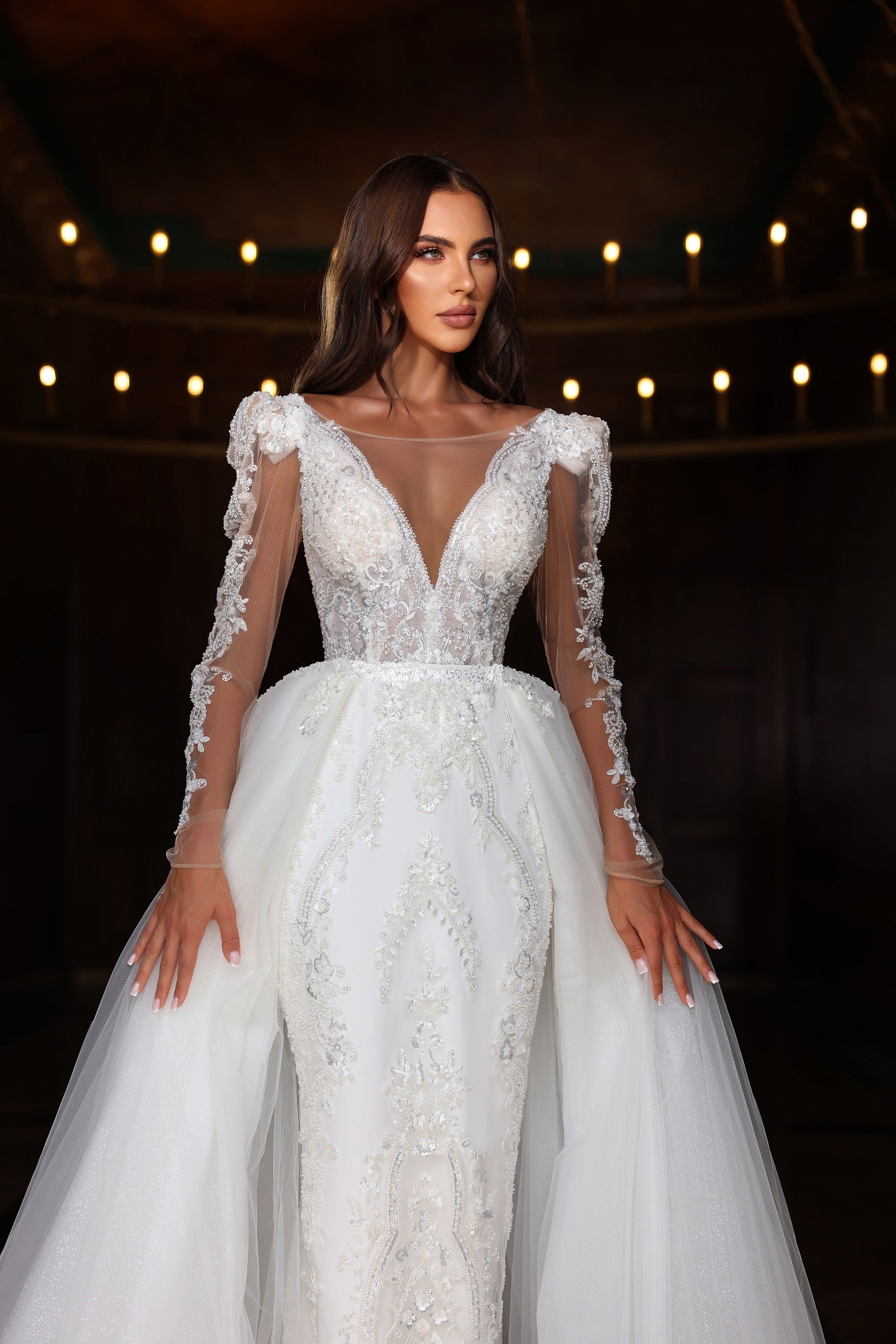 KatrinFAVORboutique-Deep v fitted wedding dress Designer wedding dresses