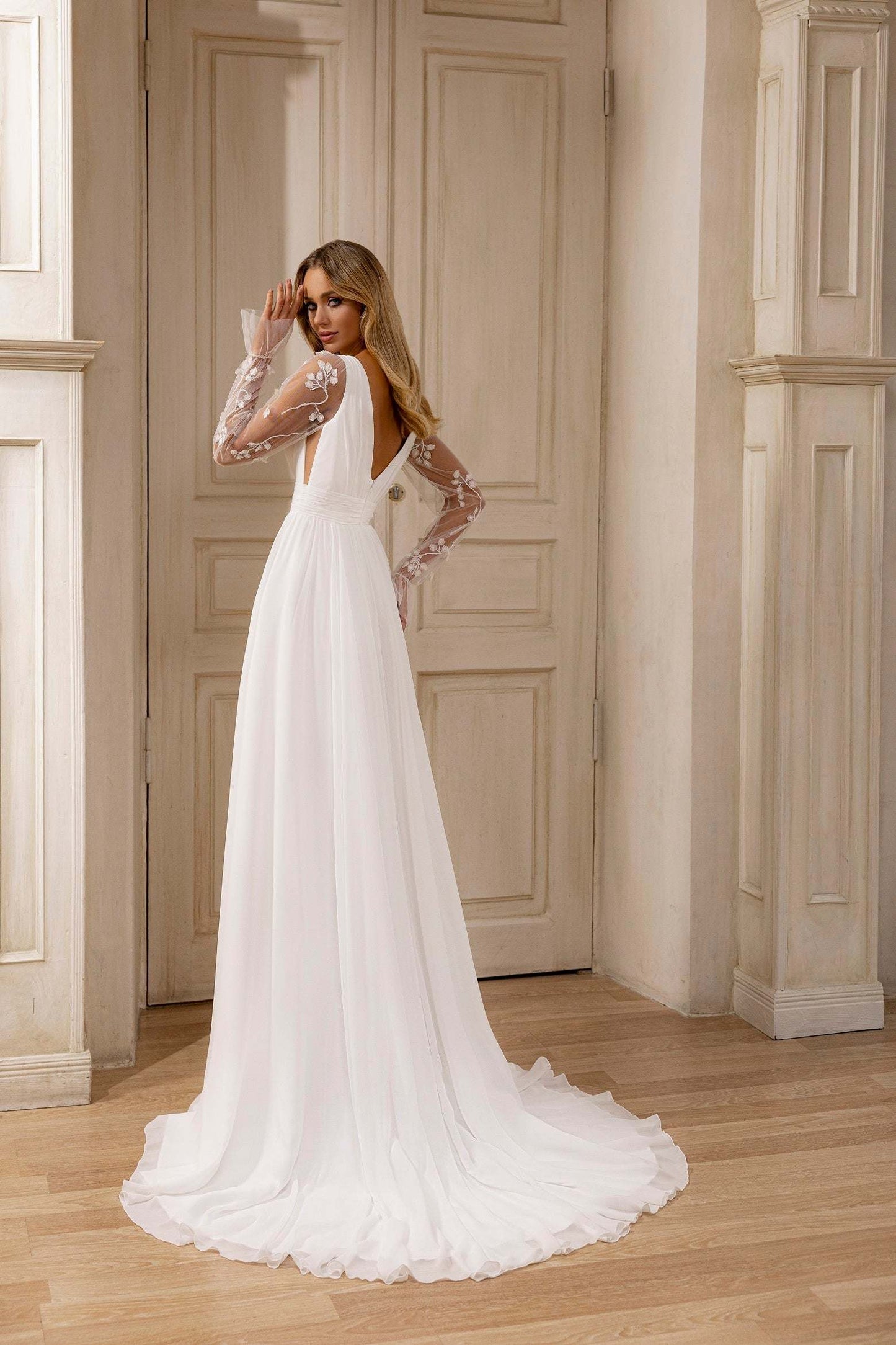 KatrinFAVORboutique-Bridal dress chiffon Soft romantic wedding dresses