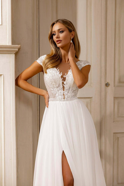KatrinFAVORboutique-Flowy beach wedding dress Cup sleeve wedding dress