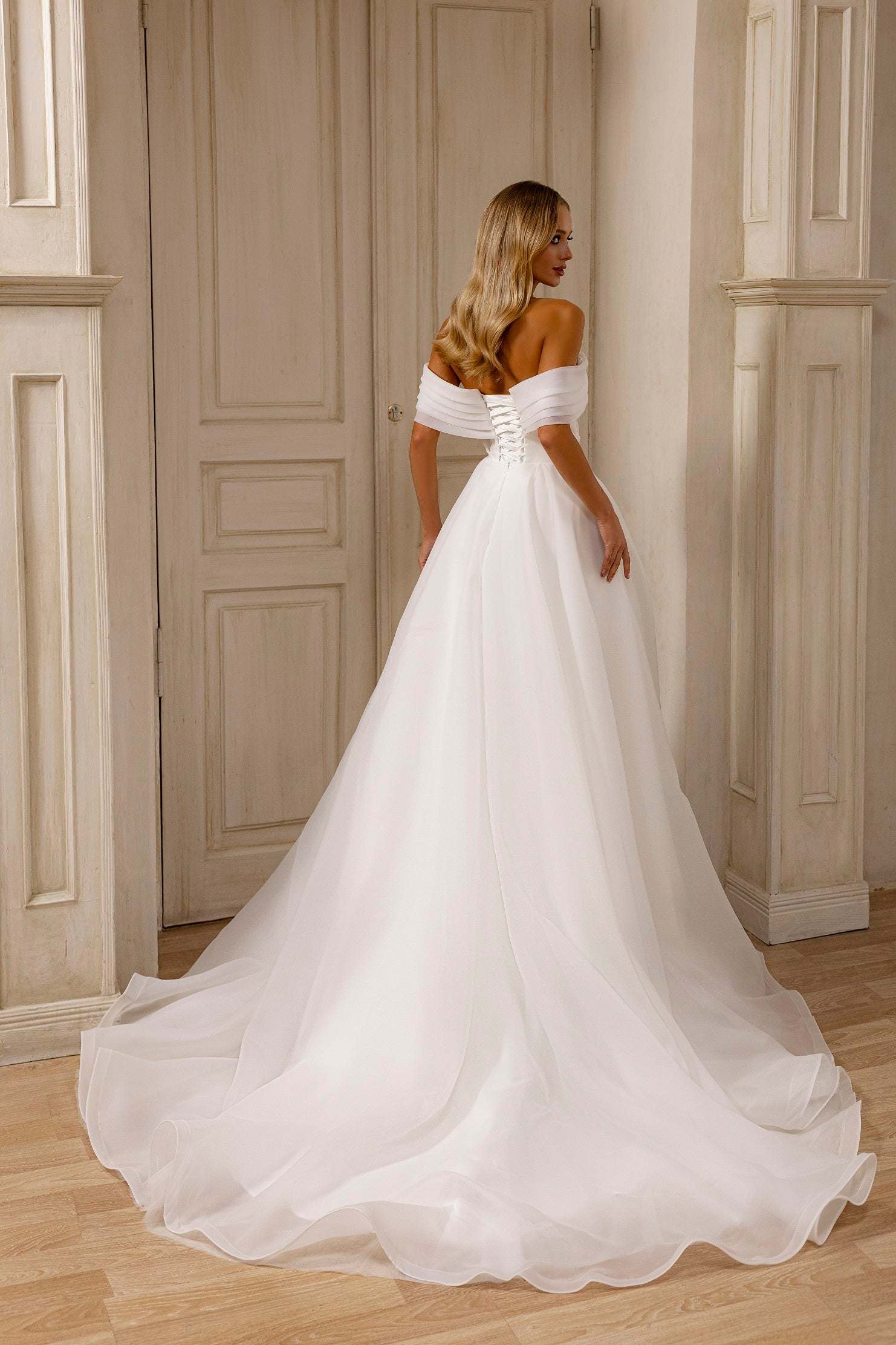White off shoulder wedding gown | Simple bridal gowns | KatrinFAVOR As on photo / 4 White off shoulder wedding gown | Simple bridal gowns | KatrinFAVOR As on photo / 4