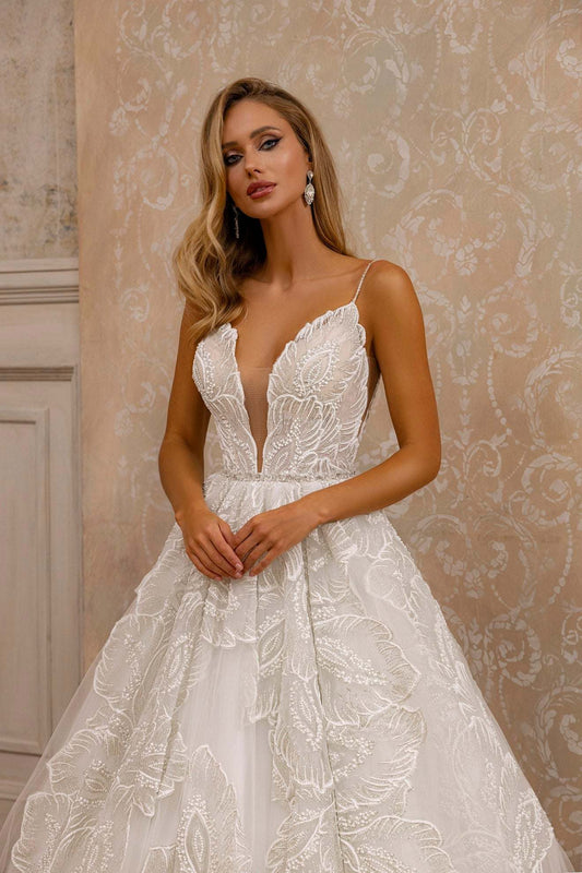KatrinFAVORboutique-Glitter lace wedding dress Wedding gowns with sparkles
