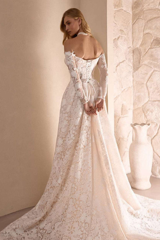 KatrinFAVORboutique-Crochet lace wedding dress Bridal off shoulder dresses