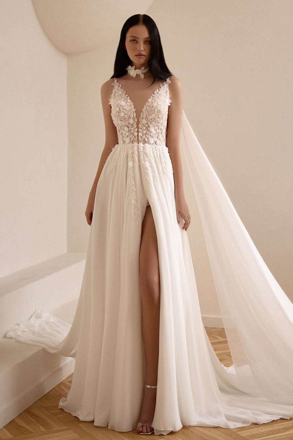 Flowy beach wedding gown