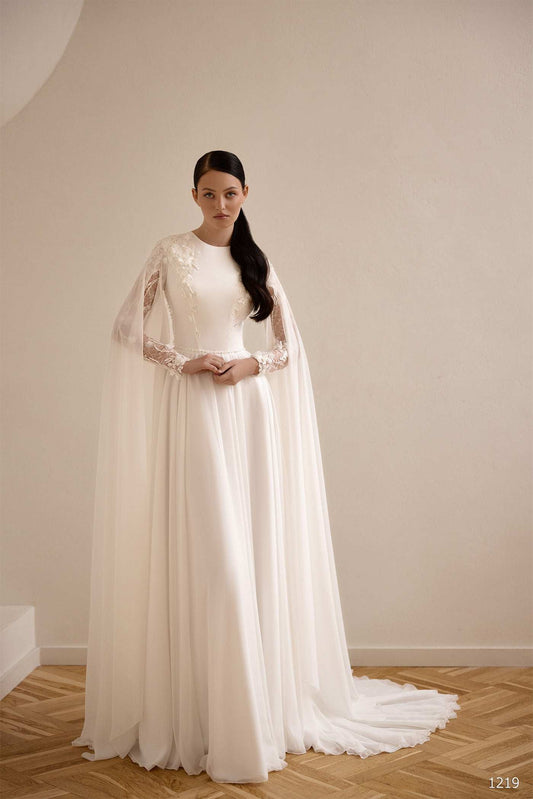 KatrinFAVORboutique-Celtic fairy wedding dress Angel sleeve wedding dress