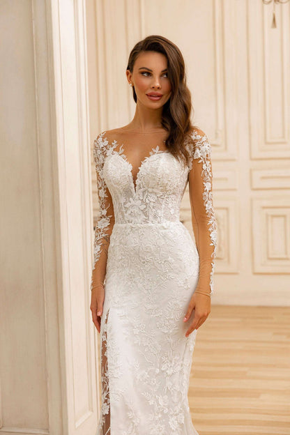 KatrinFAVORboutique-Long sleeve wedding mermaid dress Cute wedding frocks