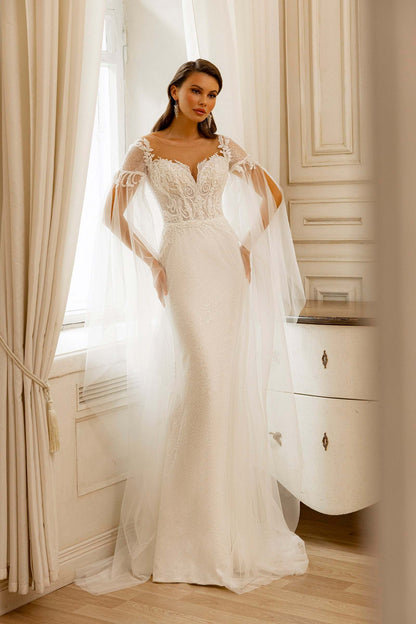 KatrinFAVORboutique-Flutter sleeve wedding dress Fairycore wedding dress