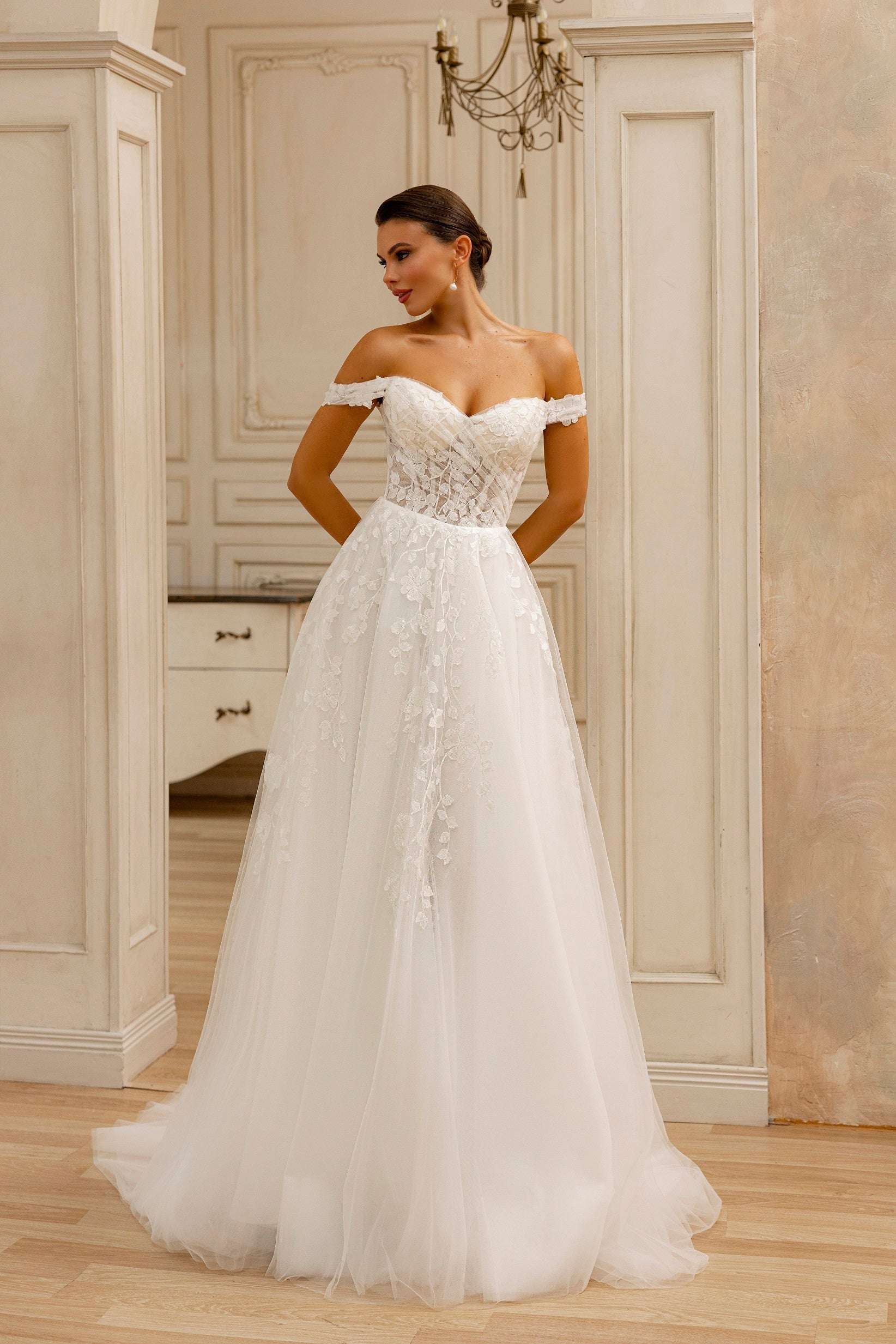 KatrinFAVORboutique-Flower applique wedding dress Classy wedding dresses