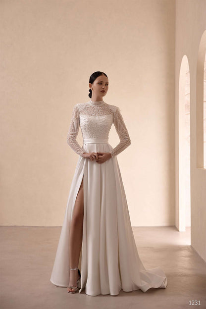 dresses for outdoor wedding High neckline wedding dress | Outdoor wedding dresses
