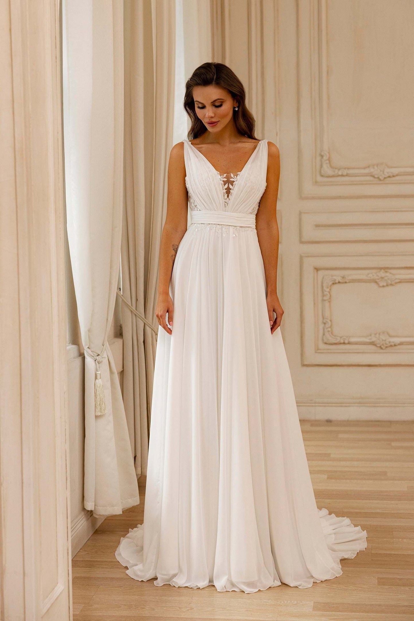 KatrinFAVORboutique-Greek goddess dress for wedding Bridal reception look