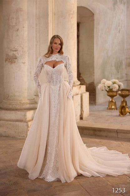 KatrinFAVORboutique-Lace wedding dress detachable sleeves Bridal modern