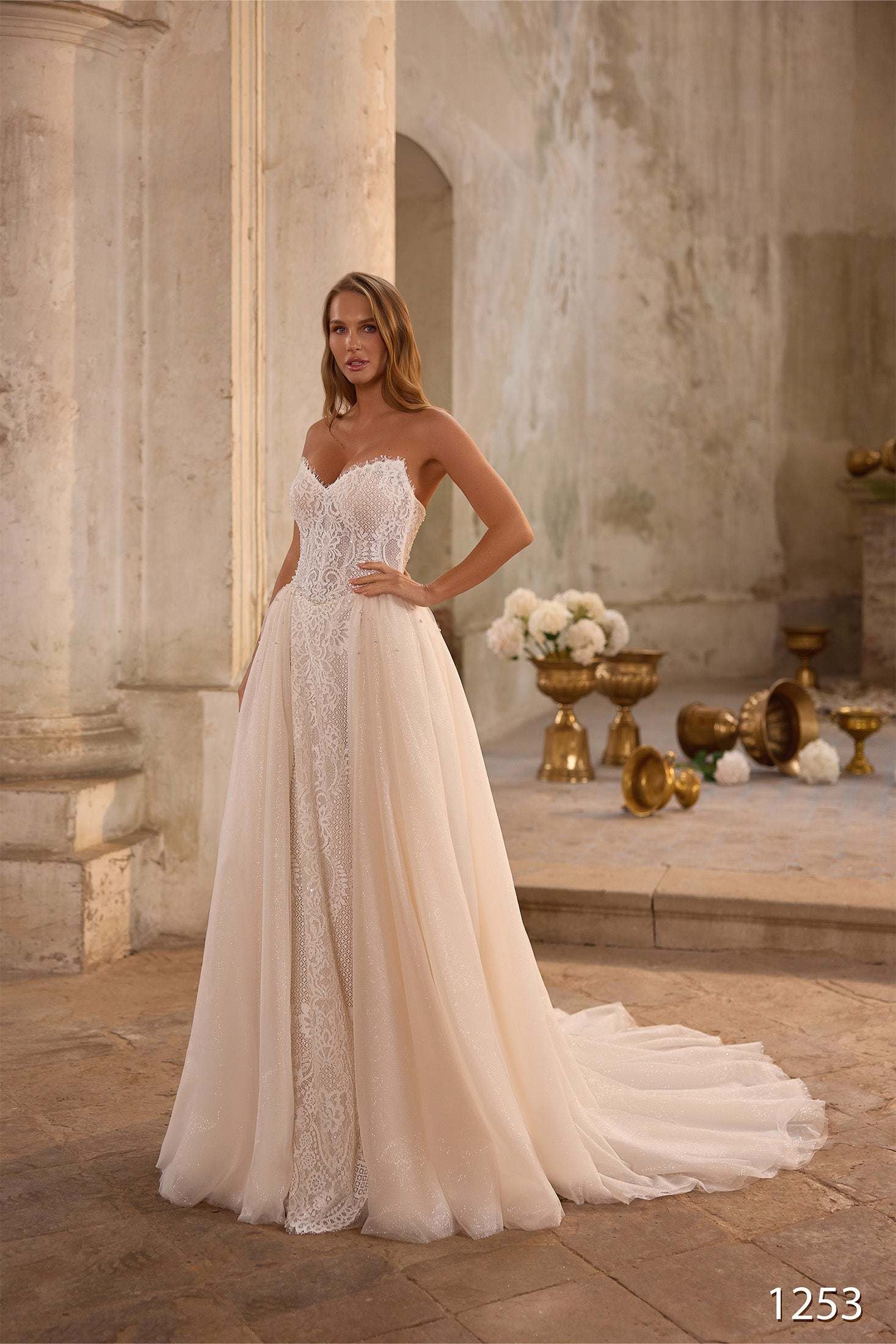 KatrinFAVORboutique-Lace wedding dress detachable sleeves Bridal modern