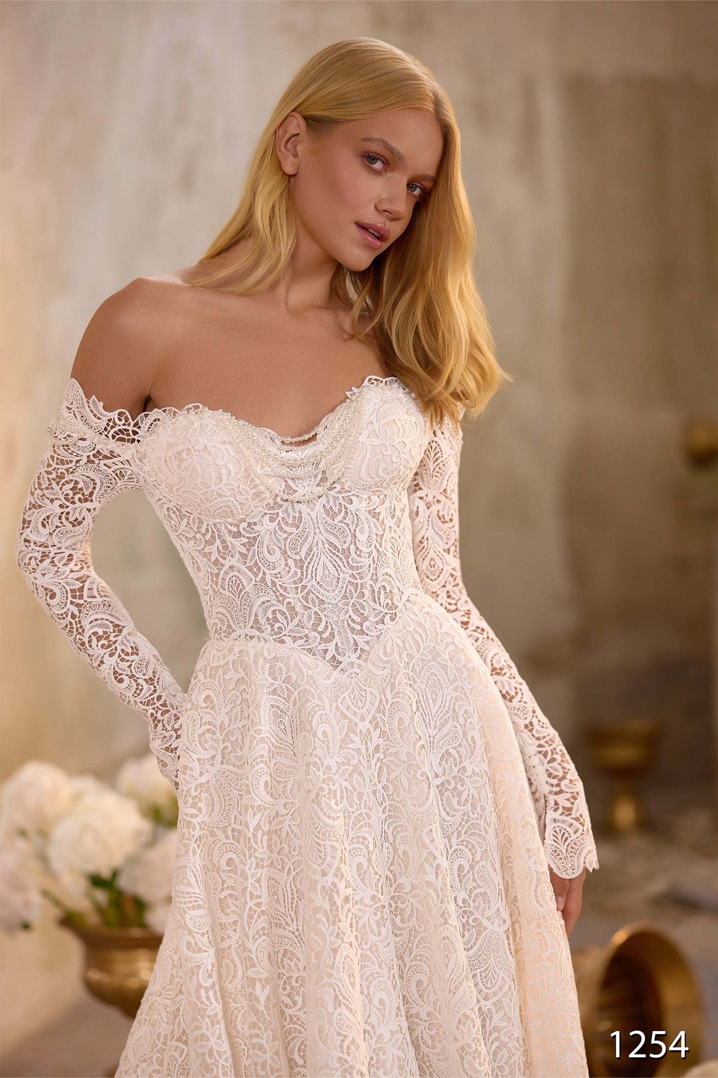 KatrinFAVORboutique-Off the shoulder lace wedding dress Fancy gowns bridal