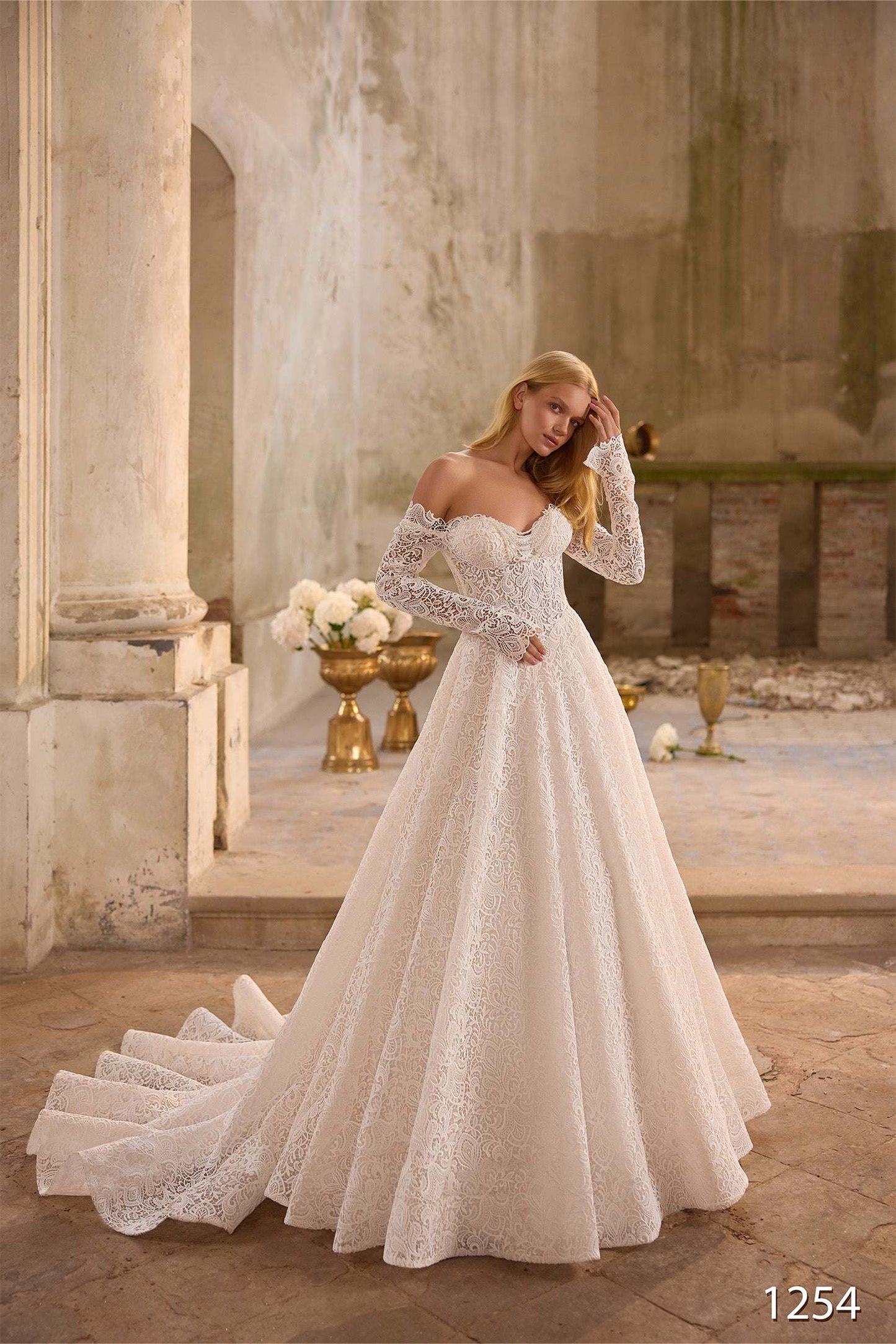 KatrinFAVORboutique-Off the shoulder lace wedding dress Fancy gowns bridal