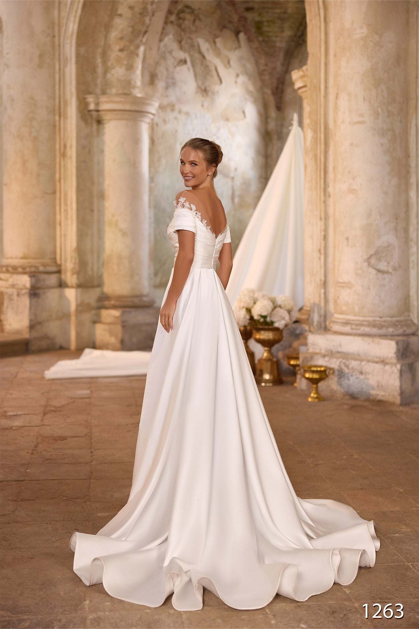 KatrinFAVORboutique-Off the shoulder long sleeve wedding dress Top bridal
