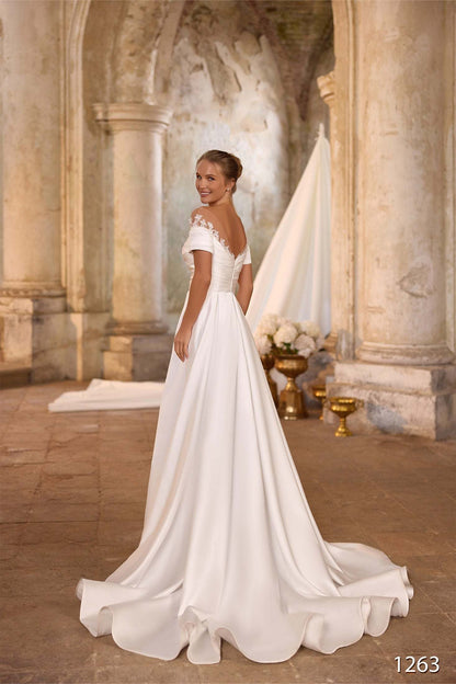 KatrinFAVORboutique-Off the shoulder long sleeve wedding dress Top bridal
