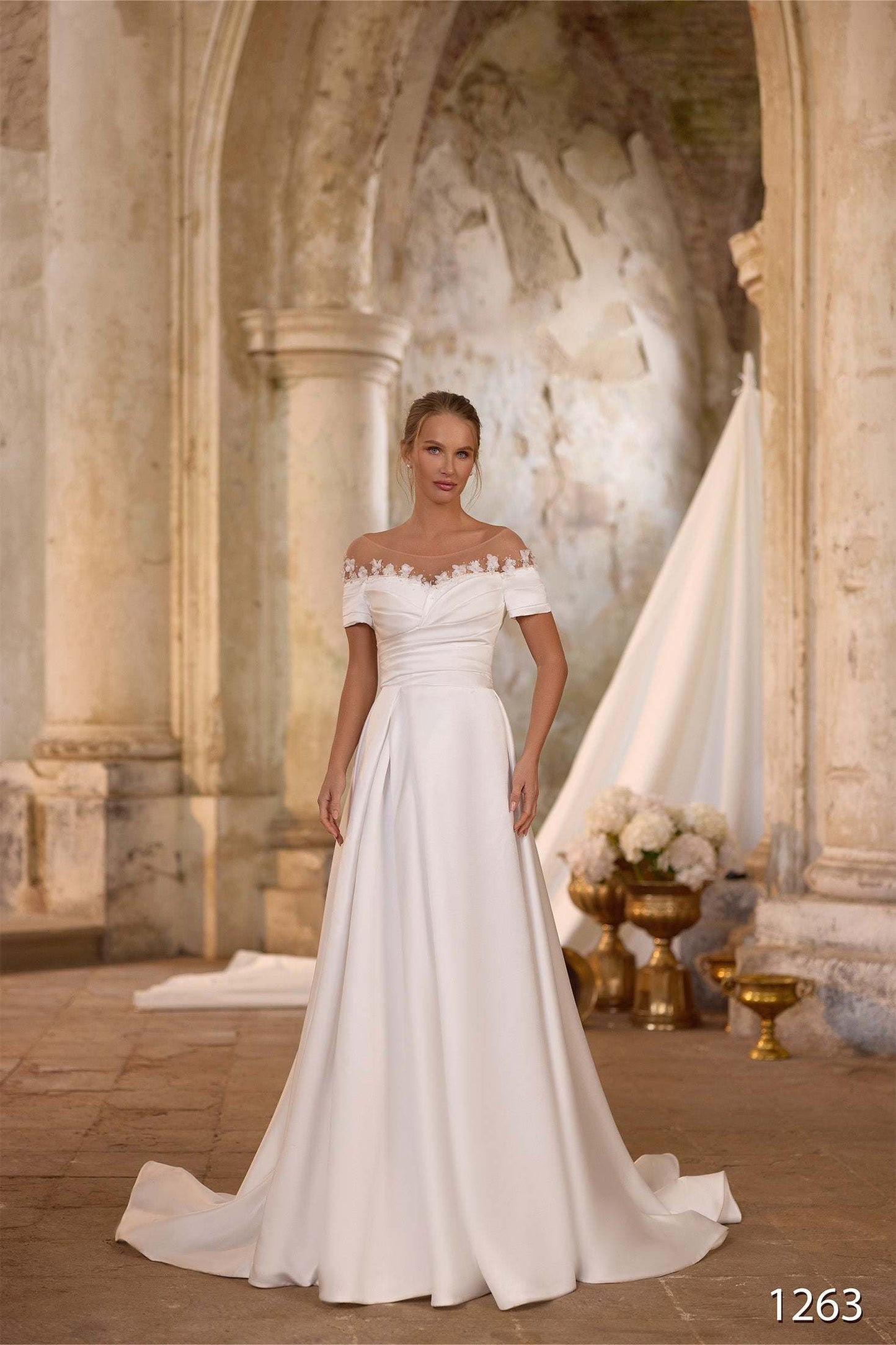 KatrinFAVORboutique-Off the shoulder long sleeve wedding dress Top bridal