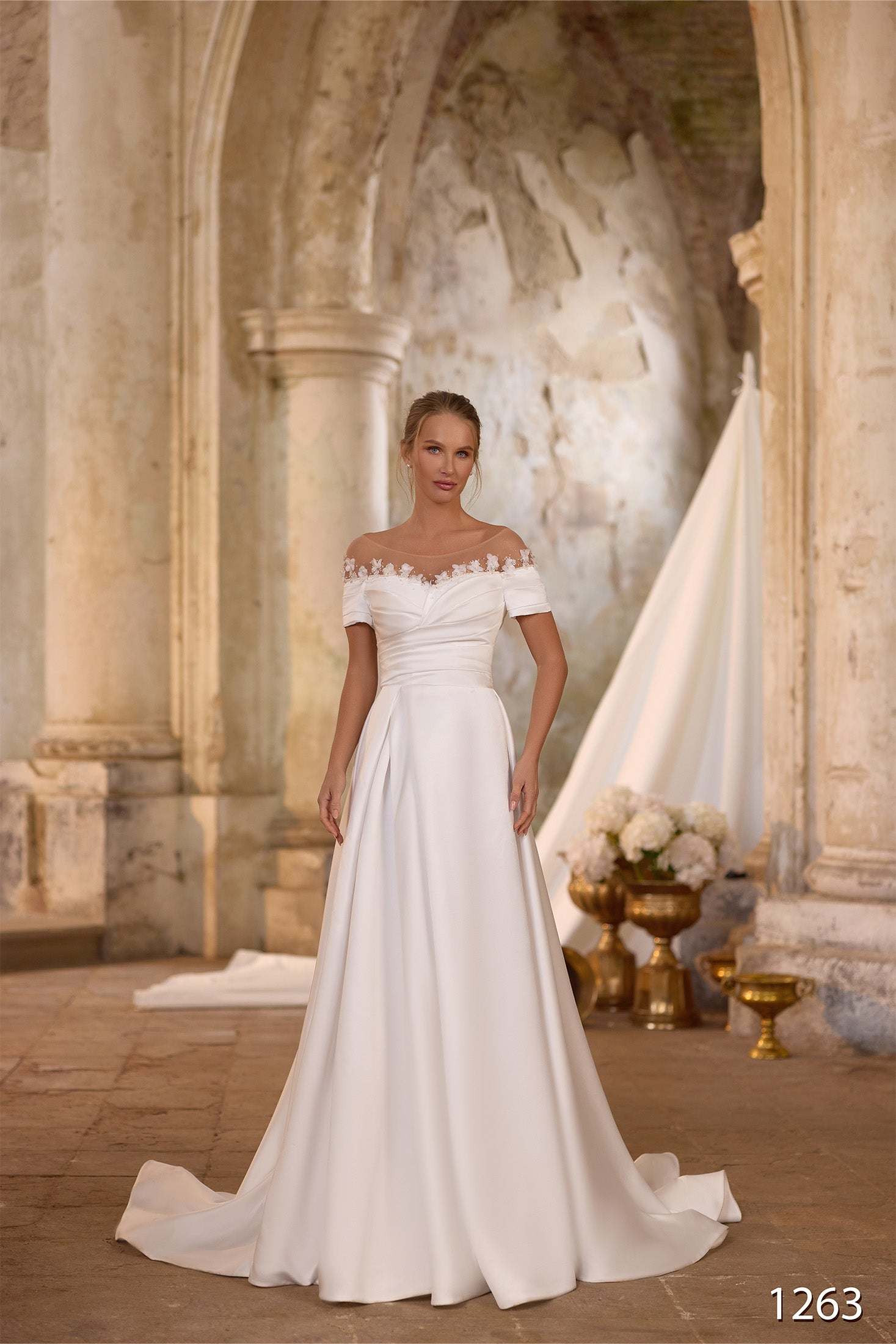 KatrinFAVORboutique-Off the shoulder long sleeve wedding dress Top bridal