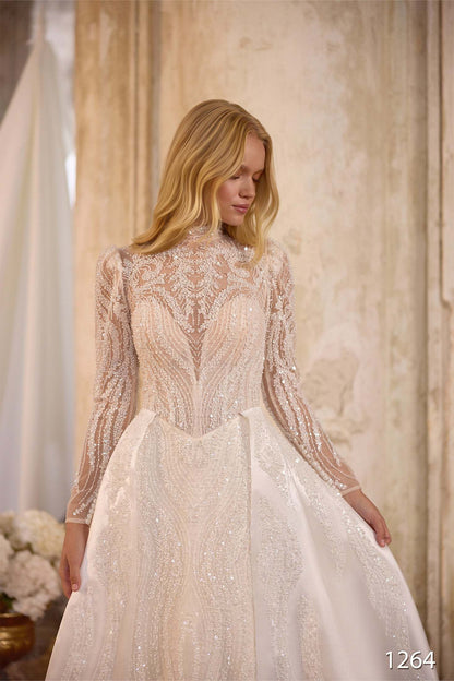 KatrinFAVORboutique-High neck and long sleeve wedding dress Bridal designs 