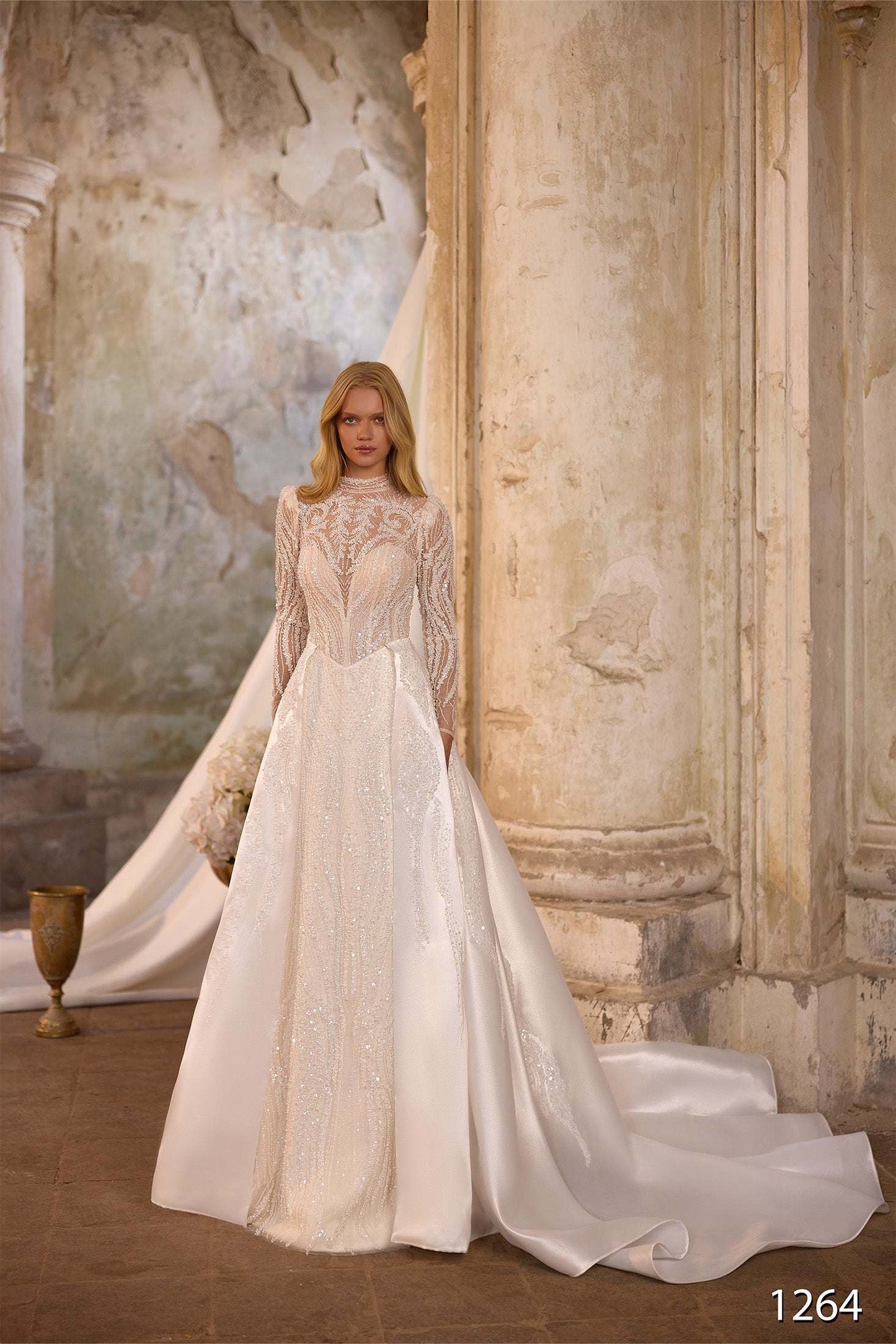 KatrinFAVORboutique-High neck and long sleeve wedding dress Bridal designs 