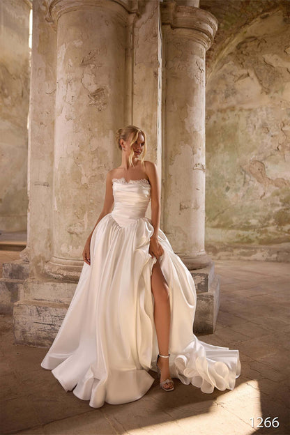 KatrinFAVORboutique-Satin with lace wedding dress White bridal outfits