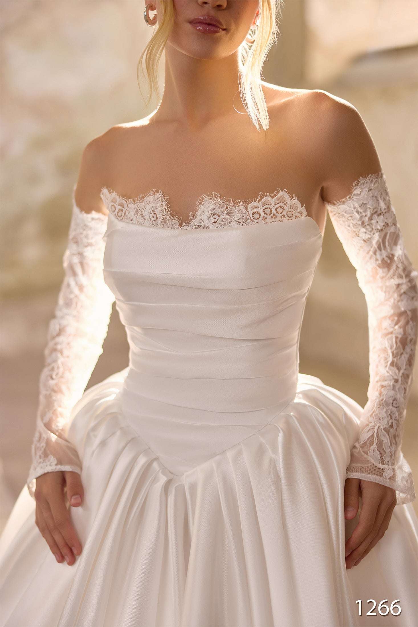 KatrinFAVORboutique-Satin with lace wedding dress White bridal outfits