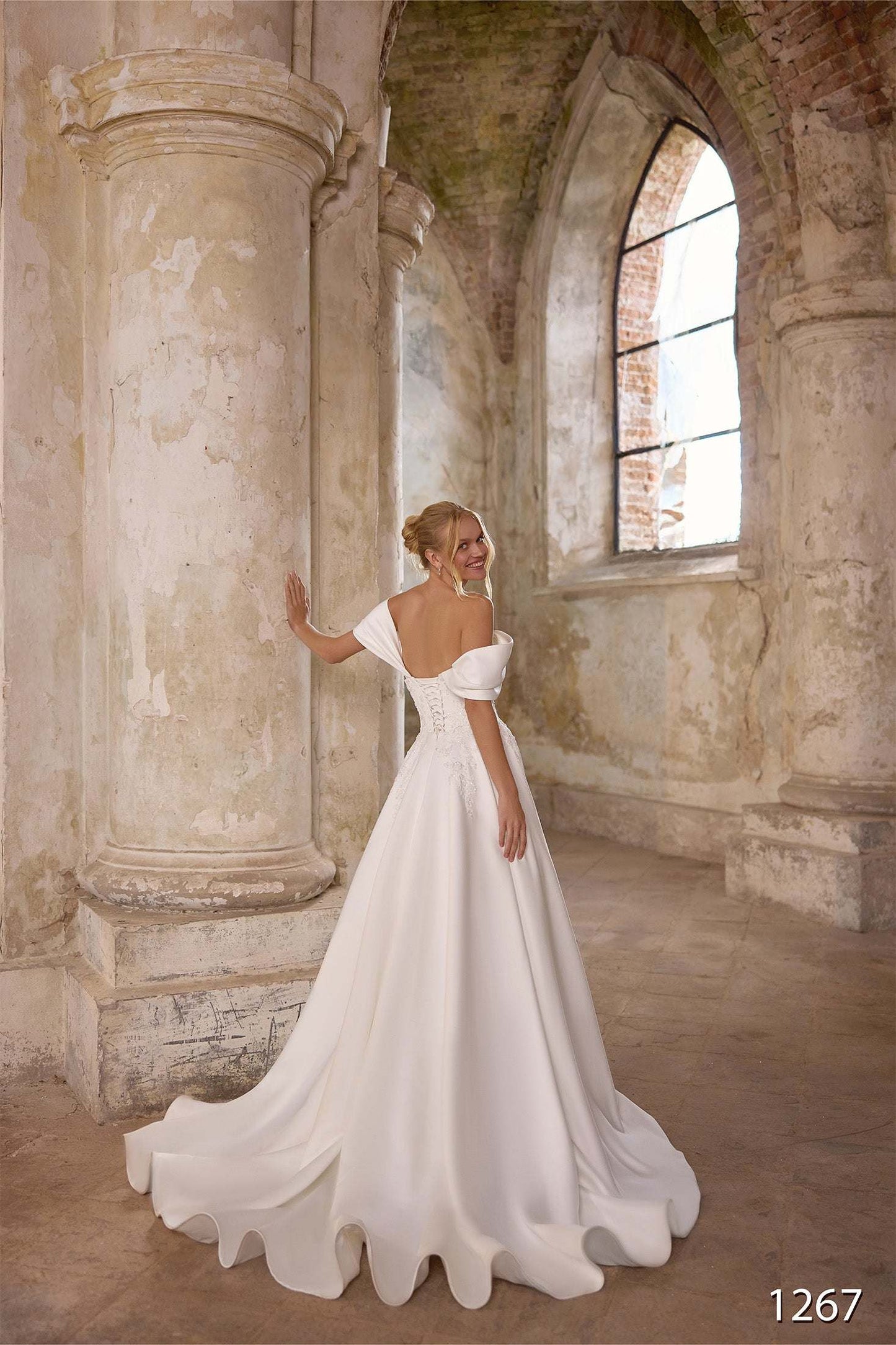 KatrinFAVORboutique-Off the shoulder a line wedding dress Bridal attire