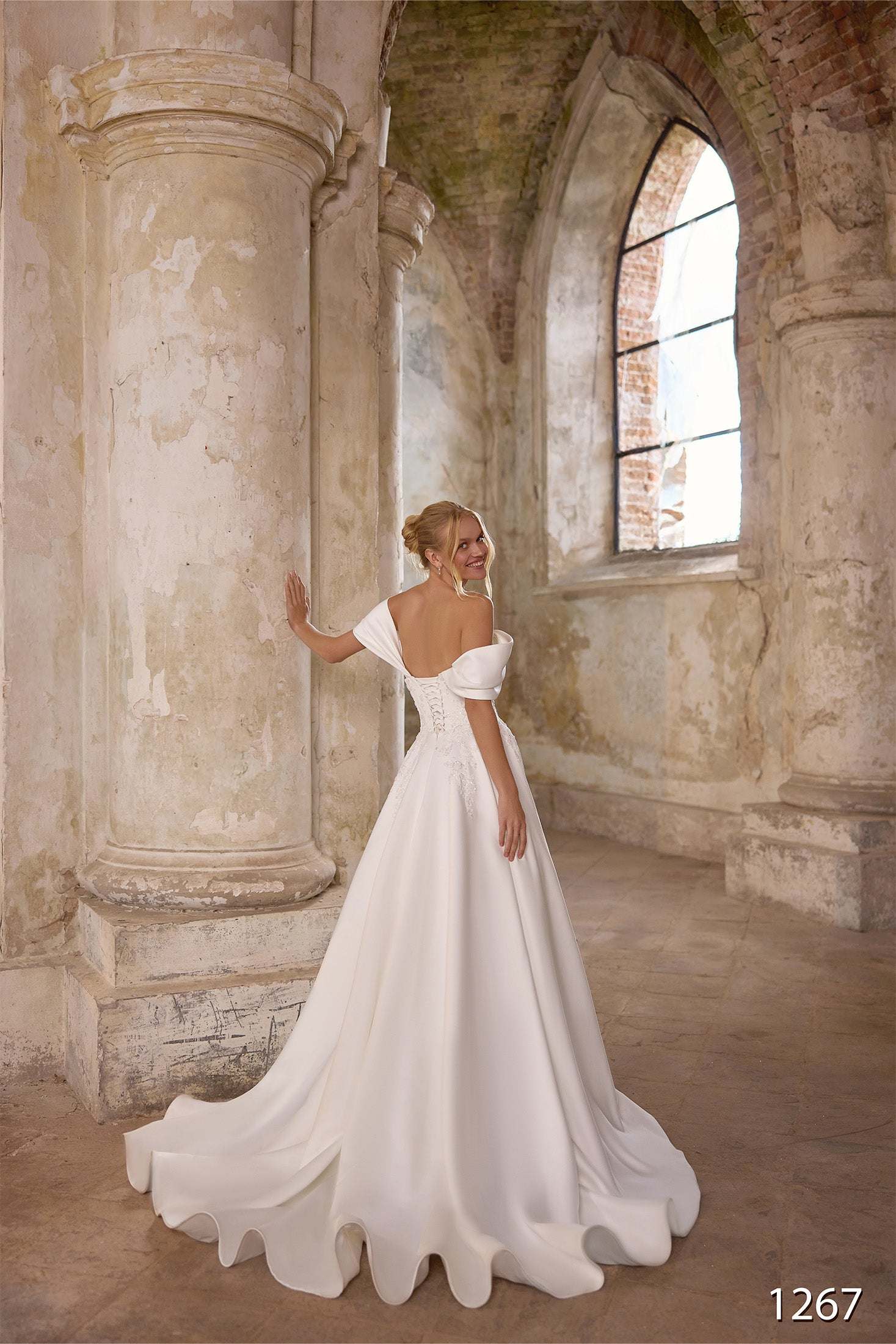 KatrinFAVORboutique-Off the shoulder a line wedding dress Bridal attire