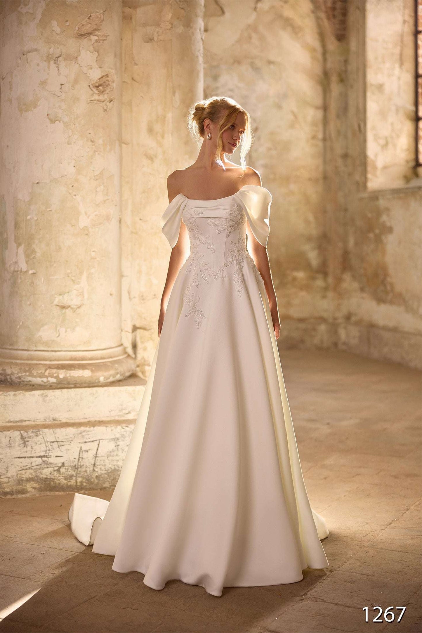 KatrinFAVORboutique-Off the shoulder a line wedding dress Bridal attire