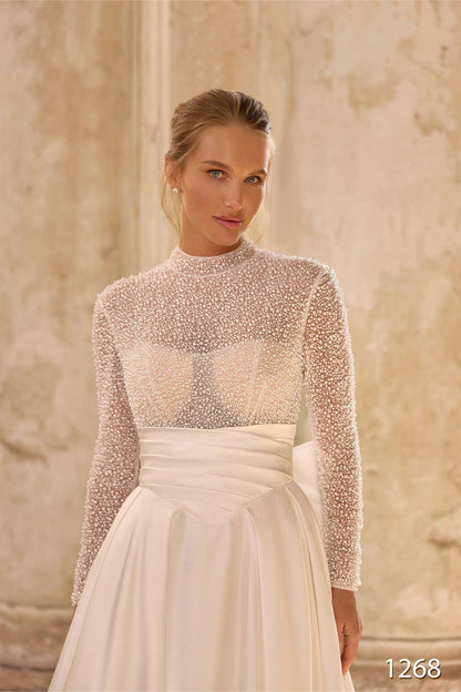 KatrinFAVORboutique-Bridal dress high neck Basque waistline wedding dress