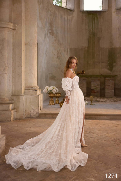KatrinFAVORboutique-Wedding dress with removable lace sleeves Top bridal