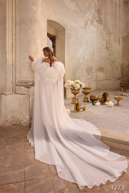 KatrinFAVORboutique-Strapless Beaded Mermaid Wedding Dress with Detachable Cape Sleeves