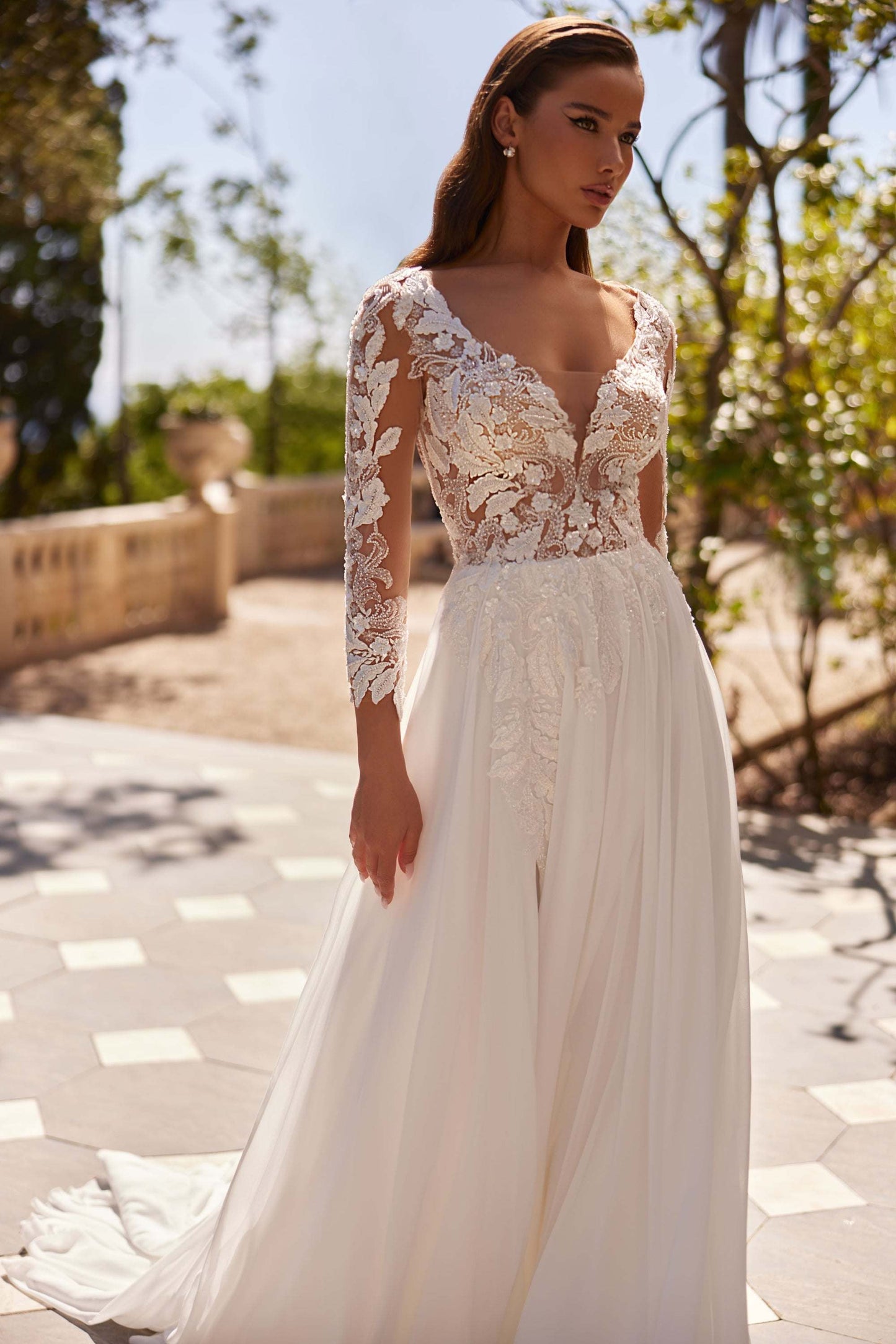 KatrinFAVORboutique-Long sleeve wedding dress beach Modern reception dress