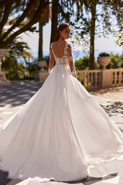 KatrinFAVORboutique-Long sleeve wedding dress beach Modern reception dress