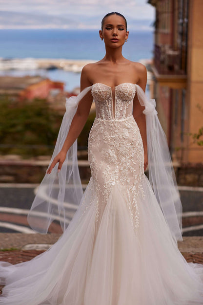 KatrinFAVORboutique-Lace mermaid wedding dress off shoulder Summer bridal