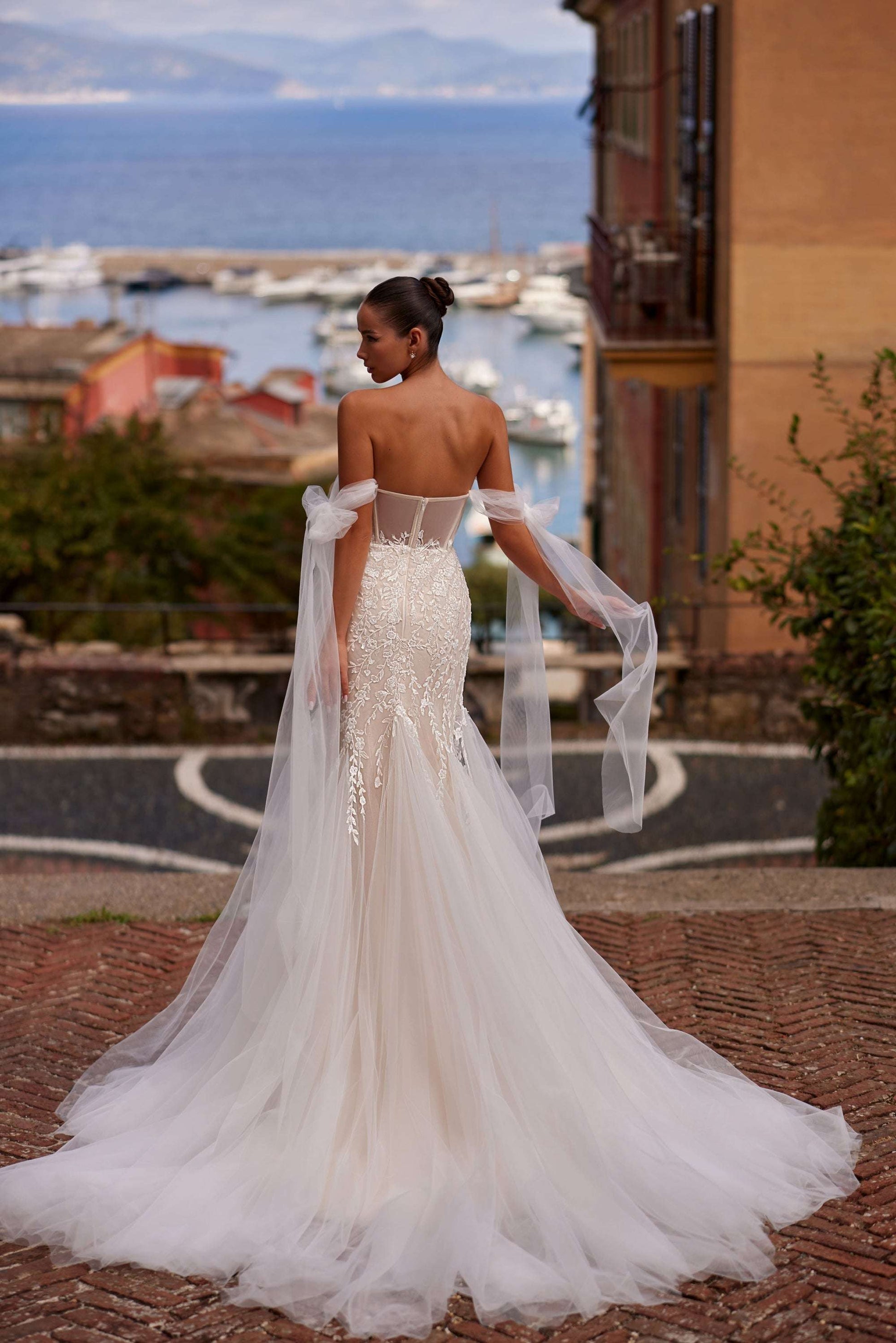 KatrinFAVORboutique-Lace mermaid wedding dress off shoulder Summer bridal