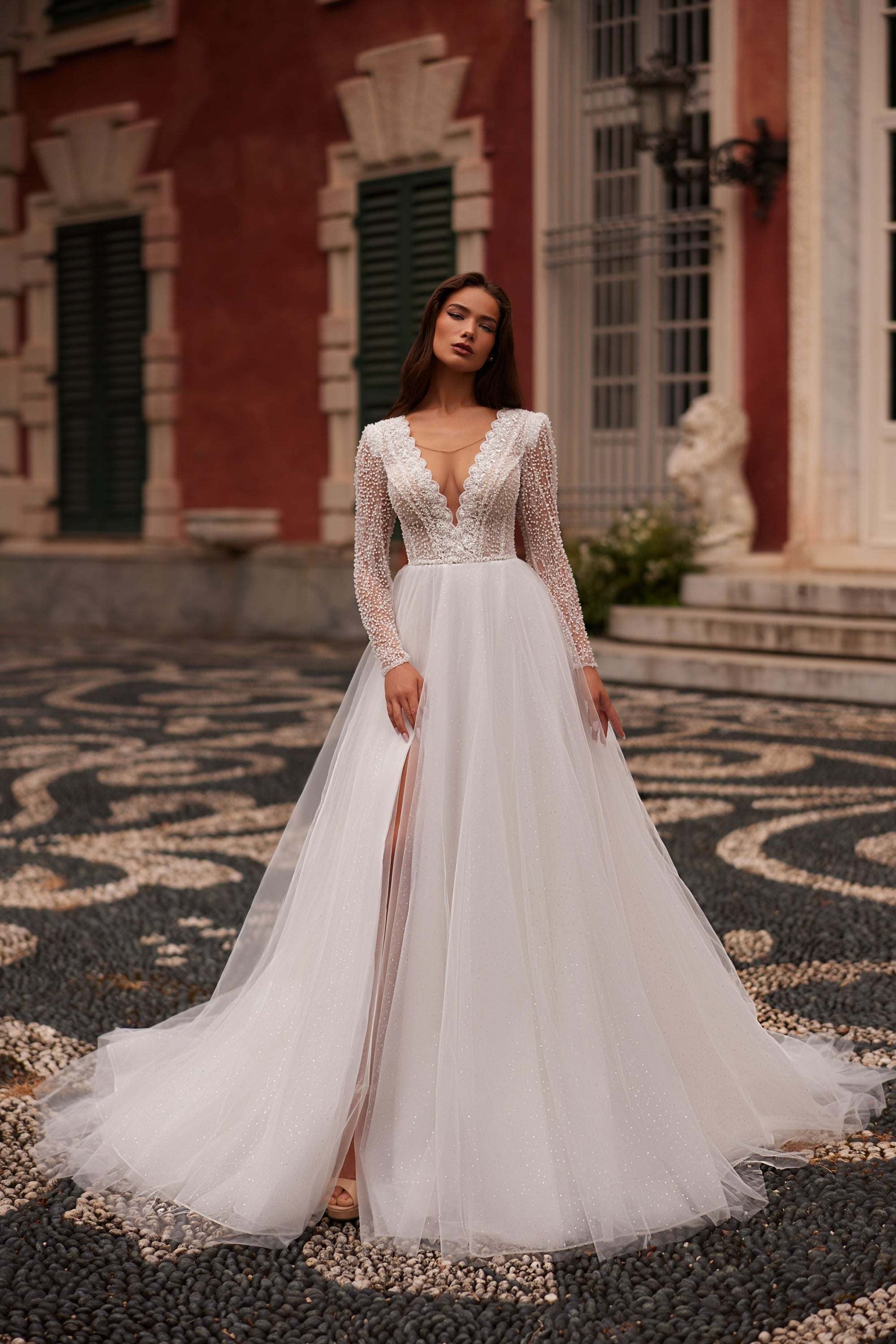 KatrinFAVORboutique-Wedding beaded dress Wedding dresses with long sleeves