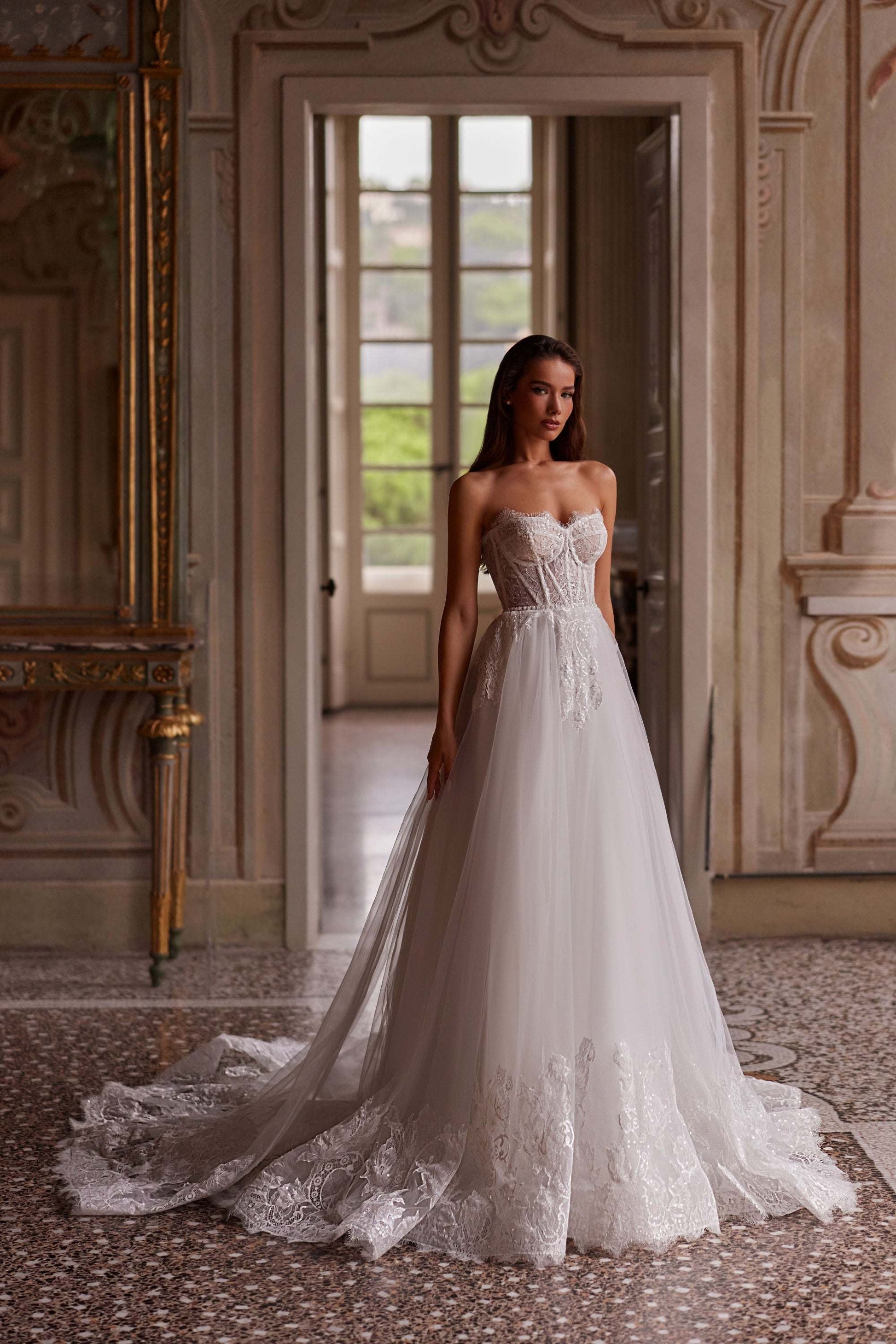 Lace bodice a line wedding dress | Latest bridal fashion | KatrinFAVOR As on photo / 2 Lace bodice a line wedding dress | Latest bridal fashion | KatrinFAVOR As on photo / 2