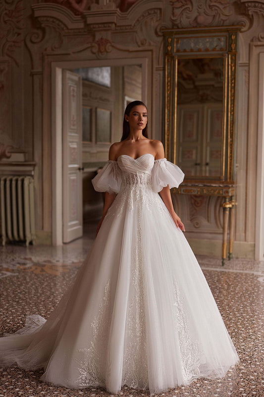 KatrinFAVORboutique-Detachable puff sleeve wedding dress Princess bridal