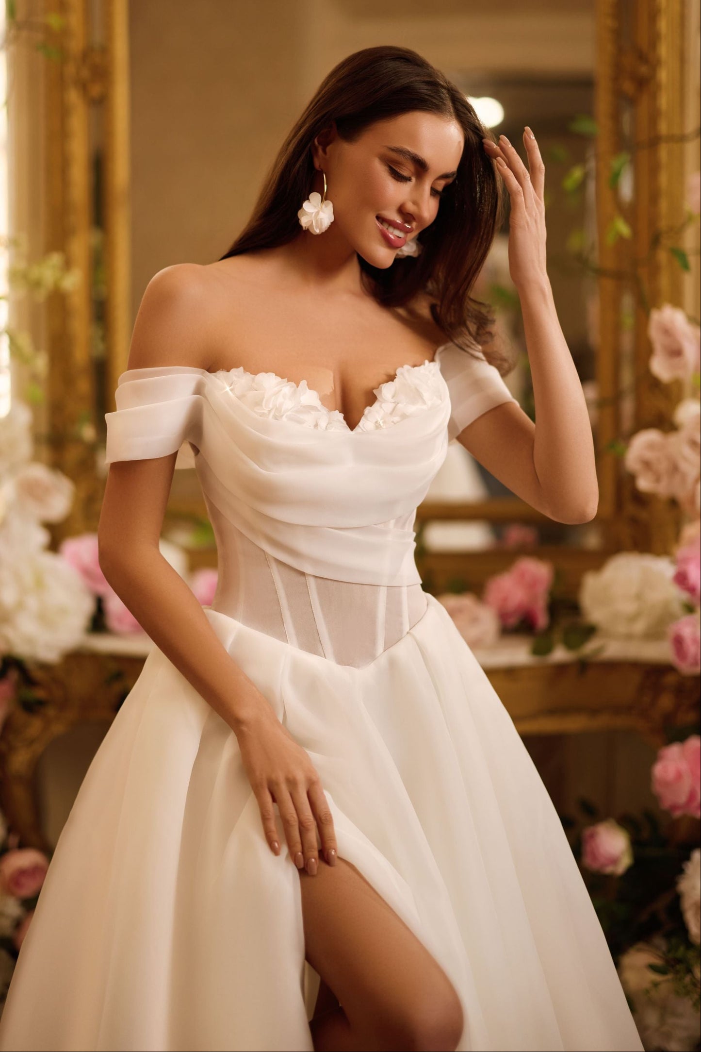 Off the shoulder wedding gown | Fancy wedding frocks