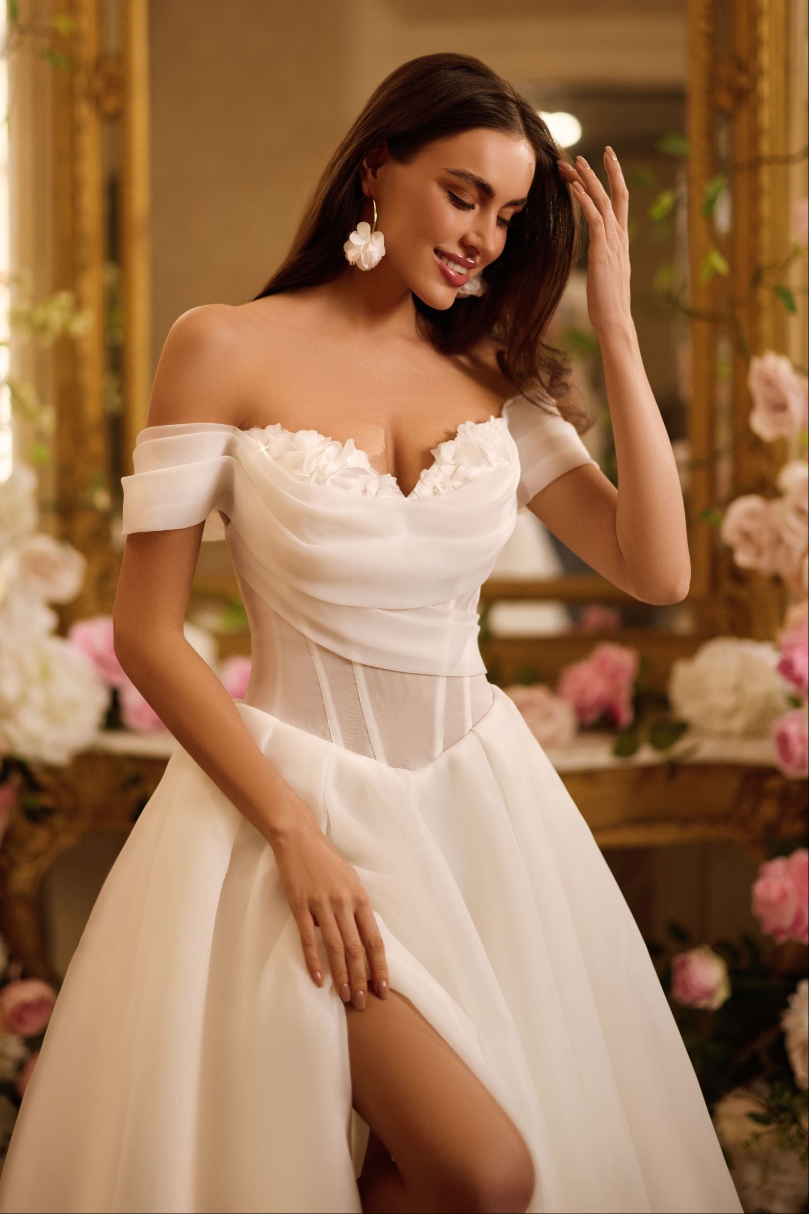 Off the shoulder wedding gown | Fancy wedding frocks